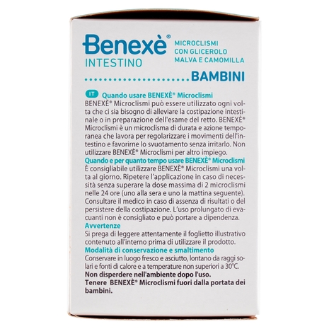 Benexè Intestino Microclismi con Glicerolo, Malva e Camomilla Bambini 6 x 3 g